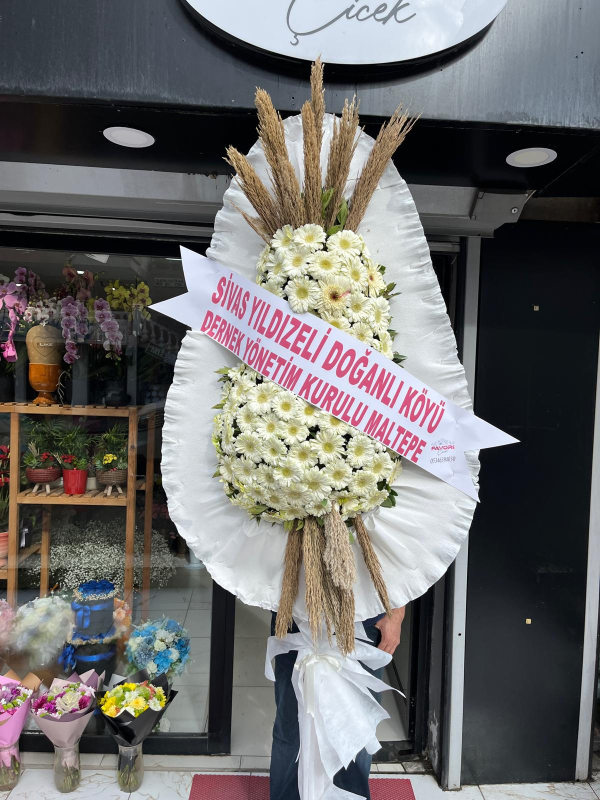 Beyaz Gerberalı Açılış Çelengi