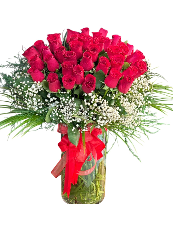 Cam Vazoda Kırmızı Gül Aranjmanı