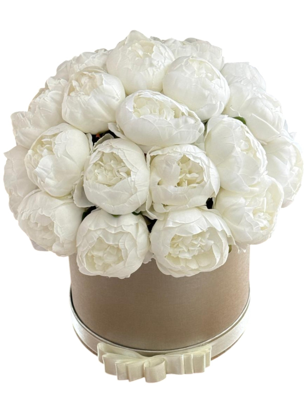 Kutuda Beyaz Yapay Şakayık Aranjmanı