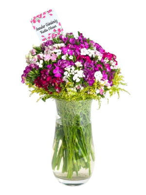 Anneler Günü Hüsnü Yusuf Cam Vazo Aranjmanı