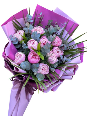 Lila Pembe Şakayık Buketi