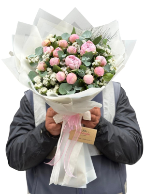 Pudra Pembe Şakayık Buketi