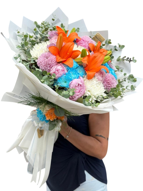 Turuncu Lilyumlu Premium Buket